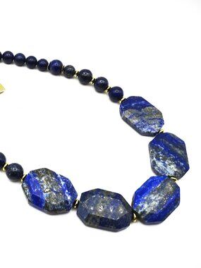 BARSE STUDIO Gold Plated Genuine Lapis Lazuli Beads Necklace